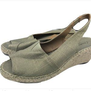 Clarks Metallic Peep Toe Wedge Sandals